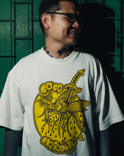 UNISEX] LOCO MOSQUITO CRACKED YELLOW LOGO T-SHIRT – Loco Mosquito