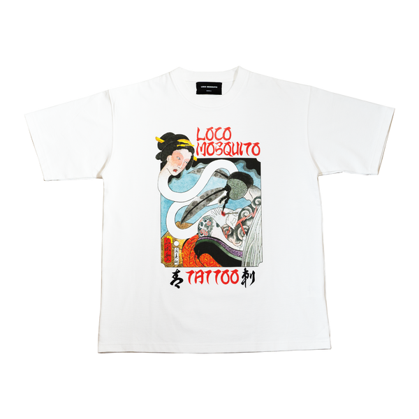 UNISEX] LOCO MOSQUITO WHITE TEBORI T-SHIRT – Loco Mosquito Co., Ltd