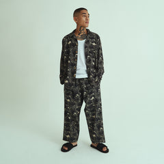[UNISEX] GAKKIN X LOCO MOSQUITO JAPANESE LOTUS BELTED TROUSERS: Alternate View #4