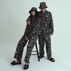 [UNISEX] GAKKIN X LOCO MOSQUITO JAPANESE LOTUS BELTED TROUSERS: Alternate View #12