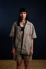 [UNISEX] LOCO MOSQUITO TATTOO NYLON SAK YANT SHIRT (LIGHT GREY): Alternate View #13