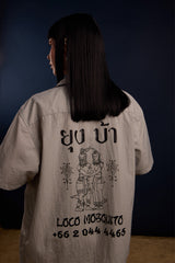 [UNISEX] LOCO MOSQUITO TATTOO NYLON SAK YANT SHIRT (LIGHT GREY): Alternate View #11