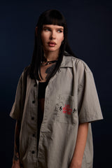 [UNISEX] LOCO MOSQUITO TATTOO NYLON SAK YANT SHIRT (LIGHT GREY): Alternate View #12
