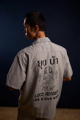 [UNISEX] LOCO MOSQUITO TATTOO NYLON SAK YANT SHIRT (LIGHT GREY): Alternate View #6