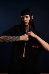 [UNISEX] LOCO MOSQUITO TATTOO NYLON SAK YANT SHIRT (BLACK): Alternate View #14