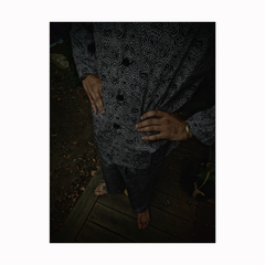 "GUY LE TATOOER X LOCO MOSQUITO" ALLOVER BLACK WAVES MENS TROUSERS: Alternate View #4