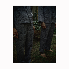 "GUY LE TATOOER X LOCO MOSQUITO" ALLOVER BLACK WAVES MENS TROUSERS: Alternate View #3