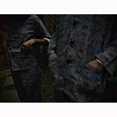 "GUY LE TATOOER X LOCO MOSQUITO" ALLOVER BLACK WAVES MENS SHIRT JACKET: Alternate View #8