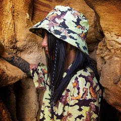[UNISEX] BANGXGANJI X LOCO MOSQUITO YOKAI CAMO BUCKET HAT (BROWN / GREEN): Alternate View #4