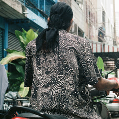 [UNISEX] PEPEVICIO X LOCO MOSQUITO "GOOD LUCK" SHORT SLEEVE SHIRT (BLACK / OFF-WHITE): Alternate View #6