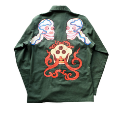 HANDPAINTED SKULL VINTAGE MILITARY SHIRT: Alternate View #1