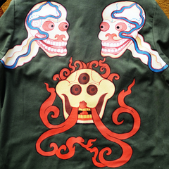HANDPAINTED SKULL VINTAGE MILITARY SHIRT: Alternate View #3