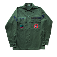 HANDPAINTED SKULL VINTAGE MILITARY SHIRT: Alternate View #2